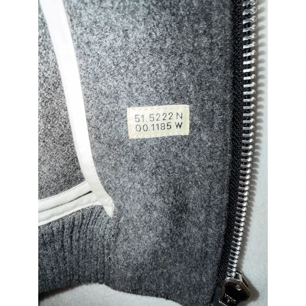 Oliver Spencer Bomber Jacket Charcoal Grey Wool Zip Front Made in England Mens L